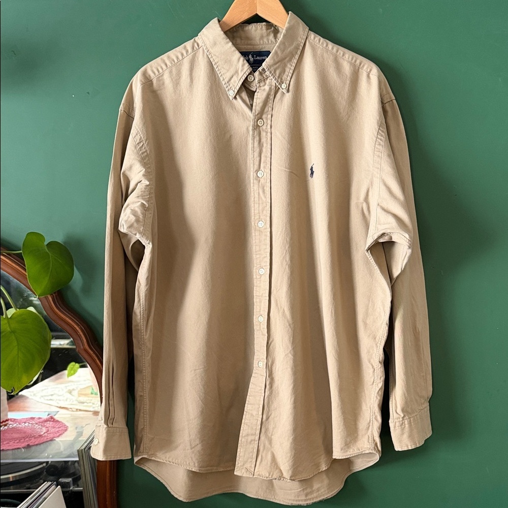 Polo by Ralph Lauren Blake Tan Twill Mens XL Long-Sleeve Woven Preppy Classic